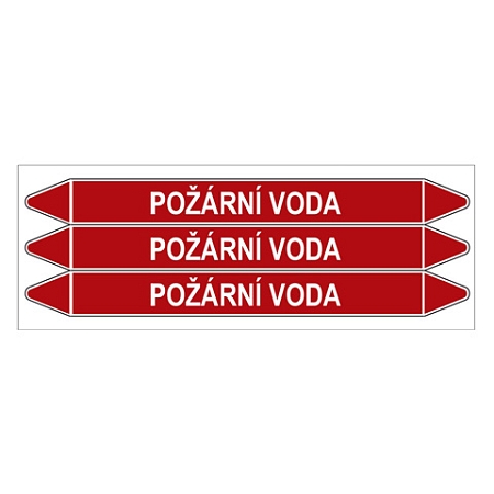 Značení potrubí, požární voda,3 ks, 355 × 37 mm